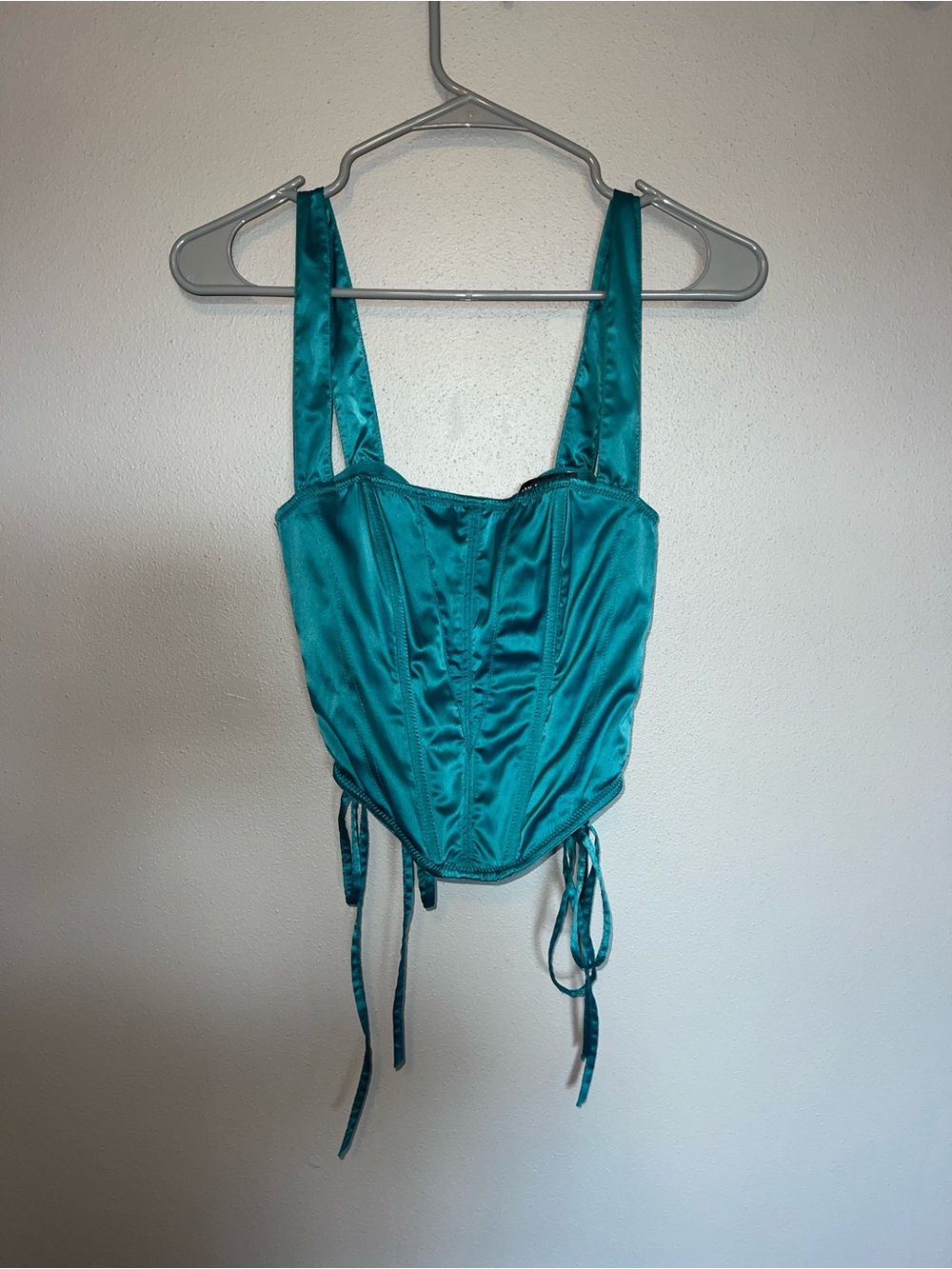 Urban Outfitters Teal Satin Corset Crop Top